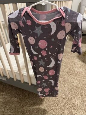 Little Sleepies Moon & Planet Long Sleeve Pajamas - Pink & Gray